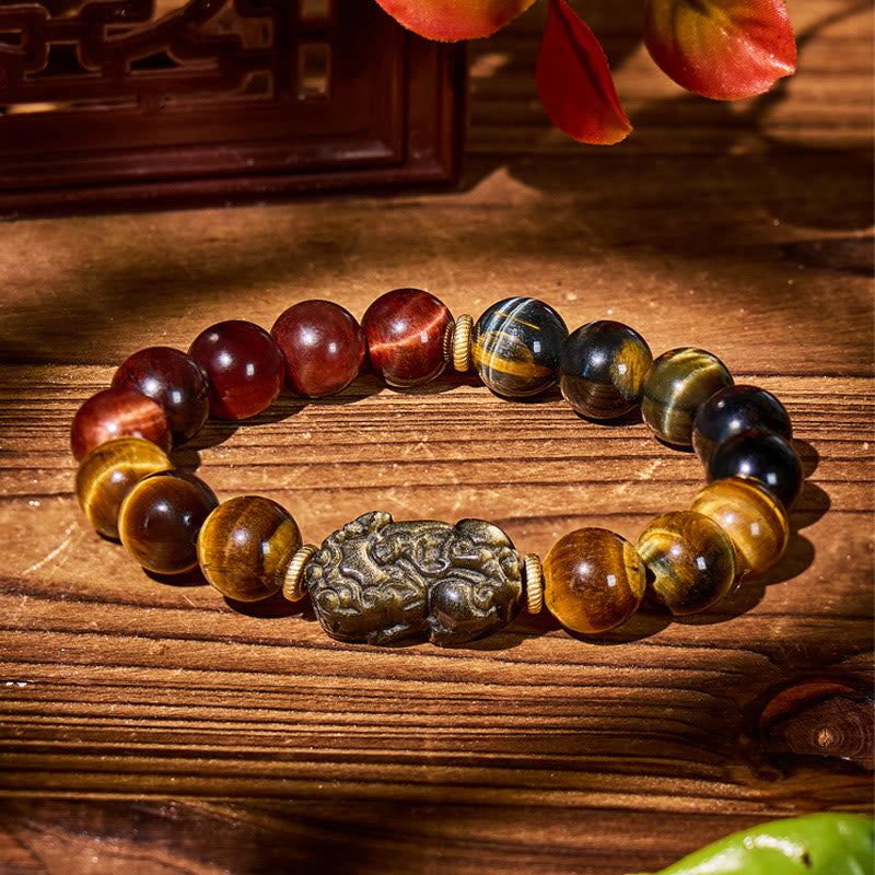 FuAttract Triforce Guardian- Tri-Color Tiger's Eye Power Pixiu Bracelet - image 13