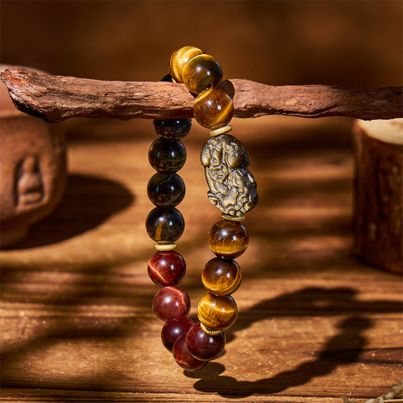 FuAttract Triforce Guardian- Tri-Color Tiger's Eye Power Pixiu Bracelet - image 9