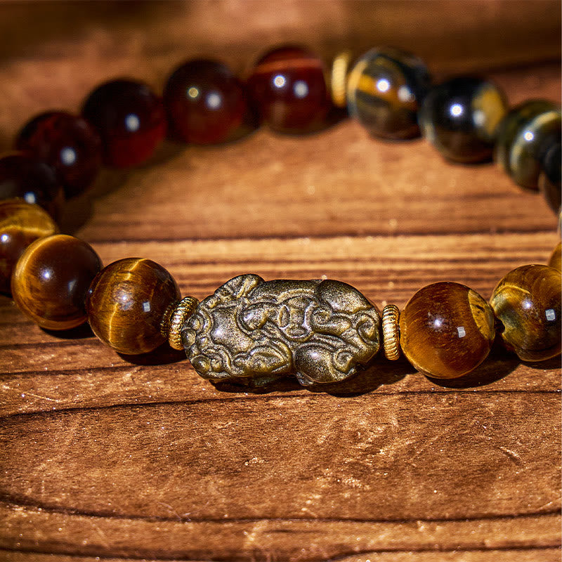 FuAttract Triforce Guardian- Tri-Color Tiger's Eye Power Pixiu Bracelet - image 11