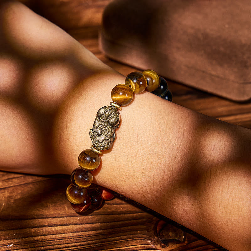 FuAttract Triforce Guardian- Tri-Color Tiger's Eye Power Pixiu Bracelet - image 13