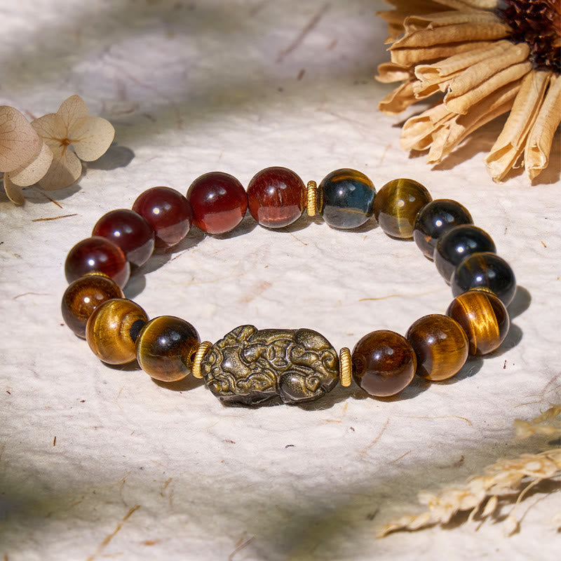 FuAttract Triforce Guardian- Tri-Color Tiger's Eye Power Pixiu Bracelet - image 12