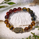 FuAttract Triforce Guardian- Tri-Color Tiger's Eye Power Pixiu Bracelet - Gradient Energy - 7.5in/19cm - image 11