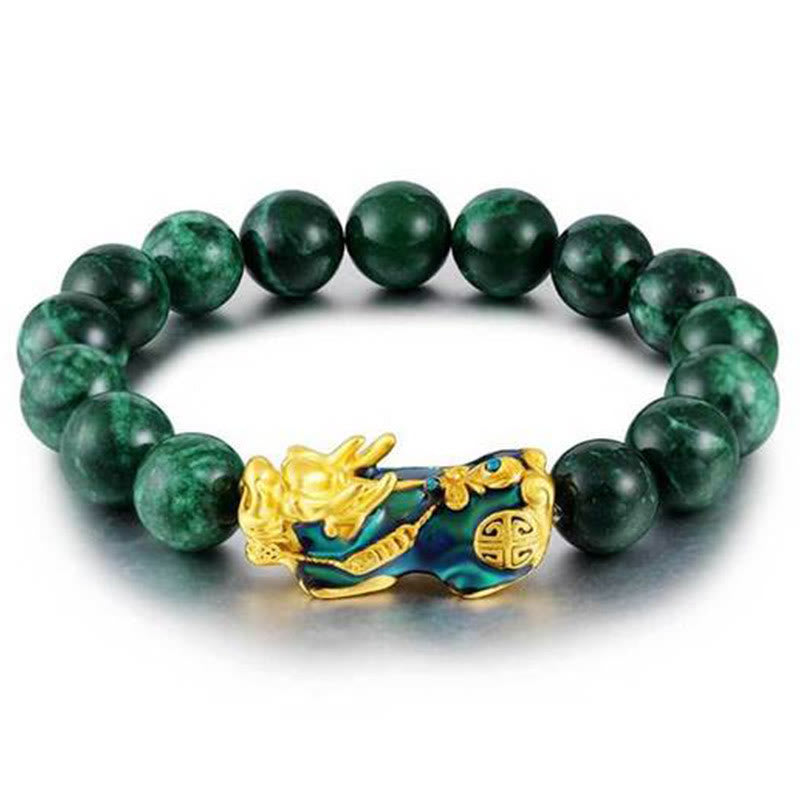 FuAttract Harmony of Fortune Bracelet –  Cyan Jade With FengShui Pixiu - 12mm - image 0