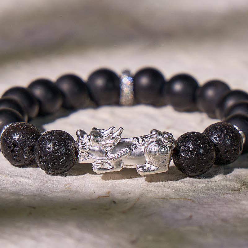 FuAttract Mystic Guardian – Black Onyx & Lava Rock Pixiu Bracelet with Evil Eye Charm - image 4