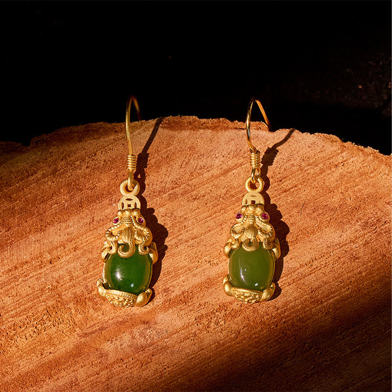 FuAttract Protection & Prosperity Pixiu Earrings – Hetian Jade & 925 Sterling Silver - image 1
