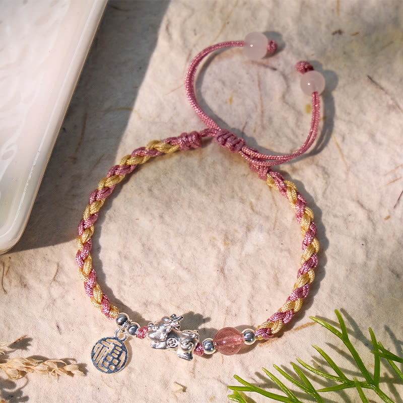 FuAttract Healing & Fortune Woven Rope Bracelet - Silver Pixiu with Stones - image 12