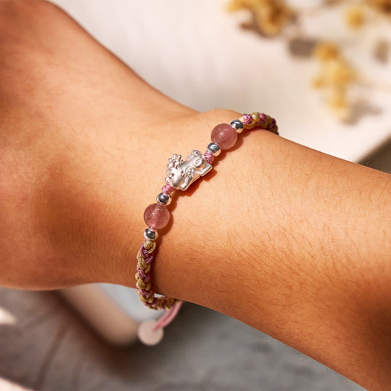 FuAttract Healing & Fortune Woven Rope Bracelet - Silver Pixiu with Stones - image 4