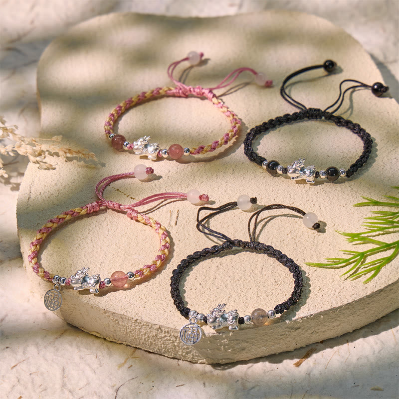 FuAttract Healing & Fortune Woven Rope Bracelet - Silver Pixiu with Stones - image 8