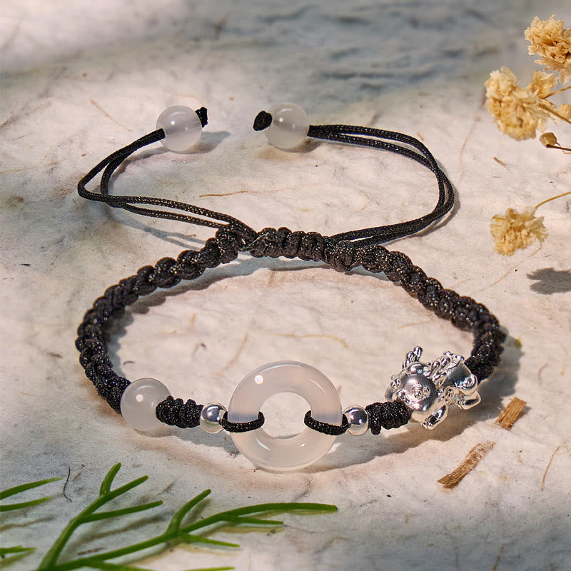 FuAttract Fortune & Protection Sterling Silver Bracelet with Pixiu Charm - Black - image 0