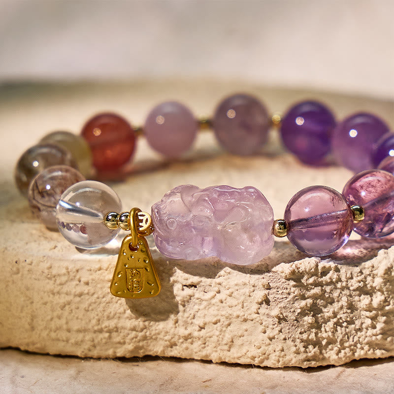 FuAttract Luck, Love & Wealth Crystal Bracelet - Pixiu Charm with Amethyst - image 5