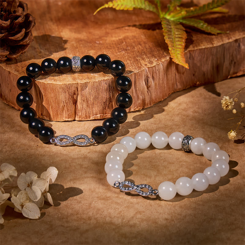  FuAttract Love Harmony Prosperity – Obsidian and White Jade Pixiu Couple Bracelets - image 2