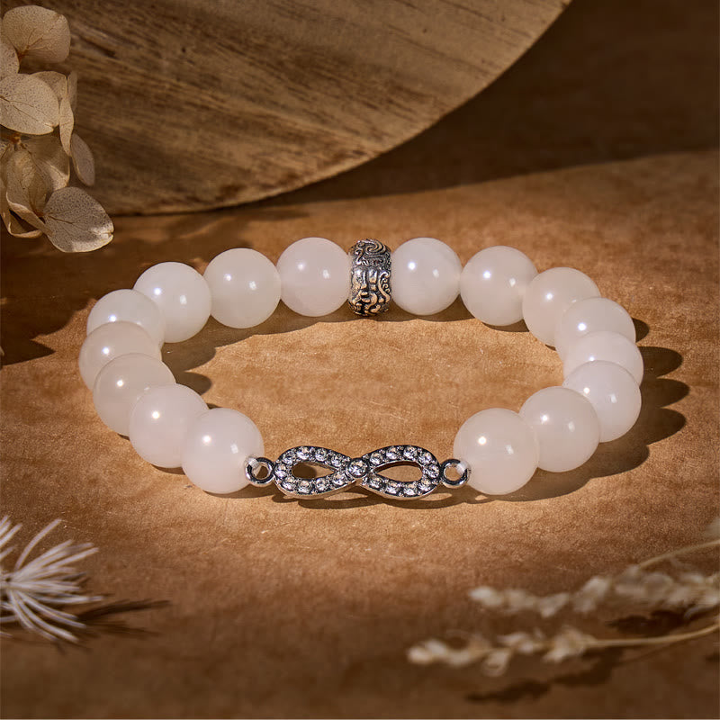  FuAttract Peace Love Balance – White Jade Pixiu Bracelet with Eight-Character Ring - White Jade - 6.7-7.1in/17-18cm - image 0