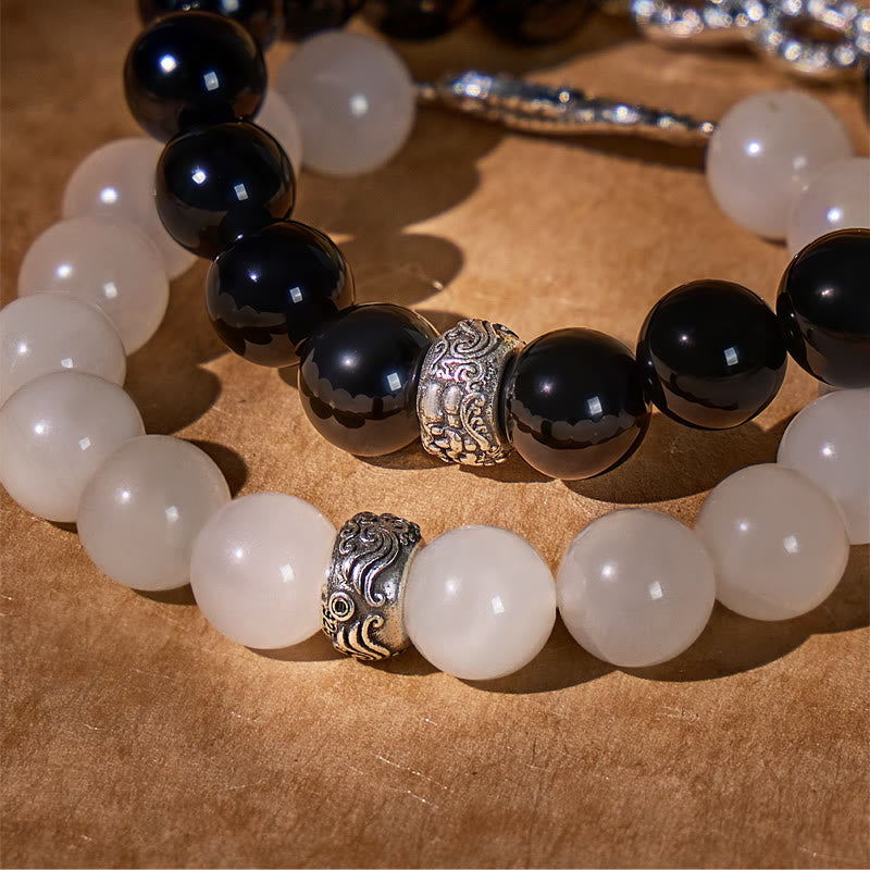  FuAttract Love Harmony Prosperity – Obsidian and White Jade Pixiu Couple Bracelets - image 3