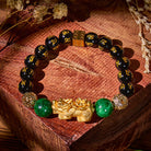 FuAttract Wealth Guardian – Obsidian Six-Word Mantra Pixiu Bracelet - Pixiu+Om Mani Mantra - image 0