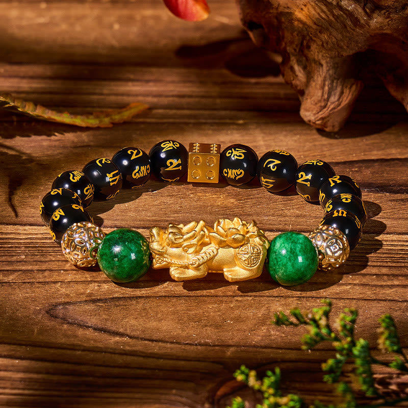 FuAttract Wealth Guardian – Obsidian Six-Word Mantra Pixiu Bracelet - image 3