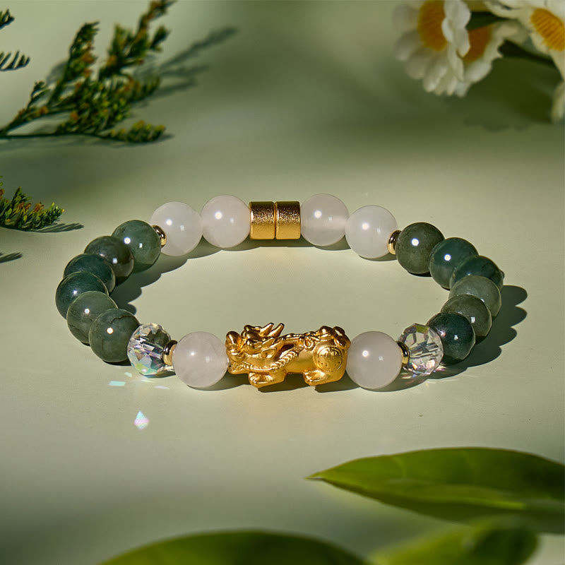  FuAttract Harmony Flow – Jade Prosperity Pixiu Bracelet - Jade - 6.7-7.1in/17-18cm - image 0