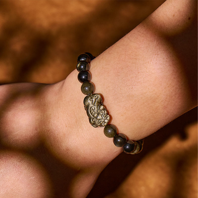 Fuattract Attract Fortune – Gold Obsidian Black Obsidian Pixiu Bracelet - image 5