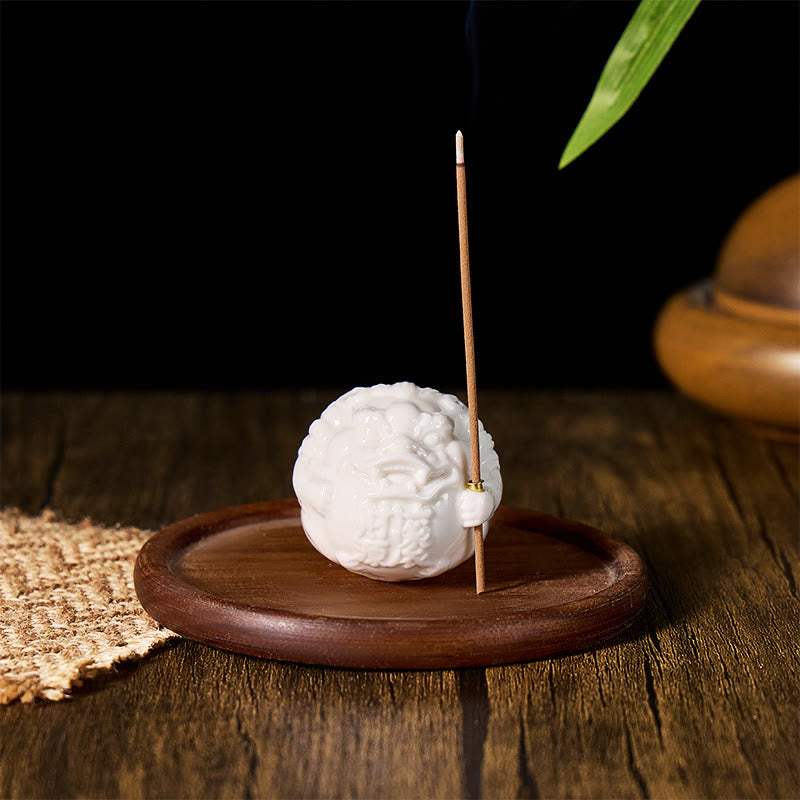 FuAttract Deep Relaxation & Stress Relief - White Porcelain Bravery Incense Holder Desktop Ornaments - Wealth Flowing In - image 3