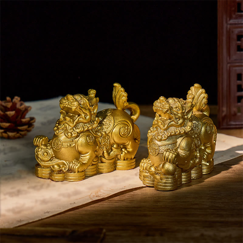 FuAttract Wealth & Protection Brass Pixiu Feng Shui Figurine Decoration - 7.48x3.54x5.91in / 19x9x15cm - image 0