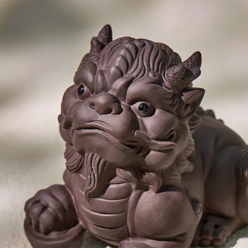 FuAttract Protection & Fortune Tea Pet — Purple Clay Pixiu Feng Shui Decor - image 3