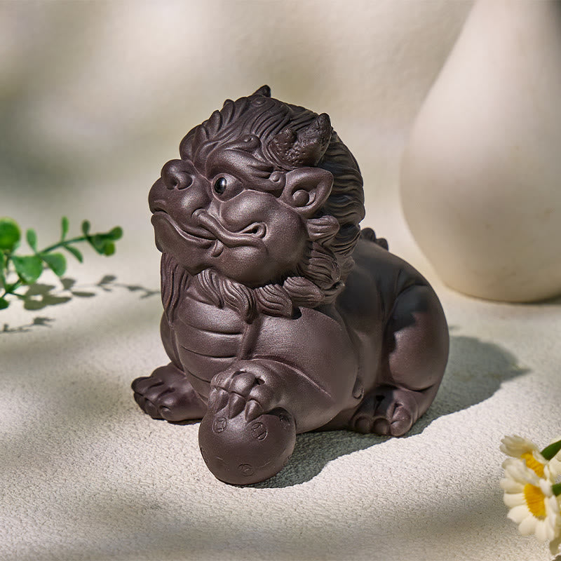 FuAttract Protection & Fortune Tea Pet — Purple Clay Pixiu Feng Shui Decor - image 7