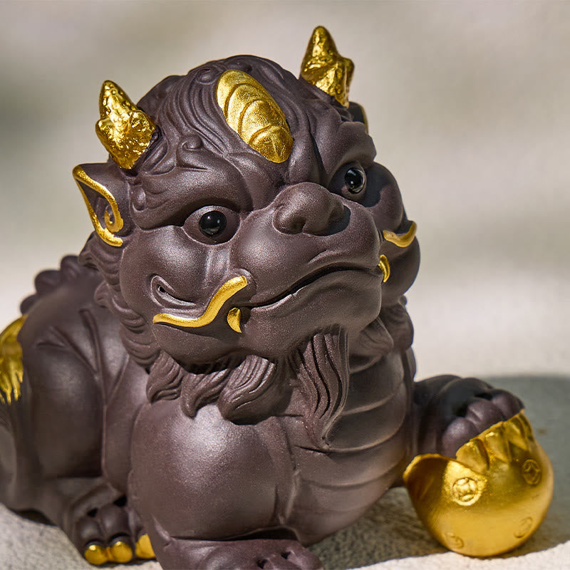 FuAttract Protection & Fortune Tea Pet — Purple Clay Pixiu Feng Shui Decor - image 20