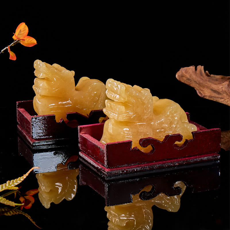 FuAttract Abundance & Harmony Feng Shui Pixiu Ornament – Yellow Jade Crystal Home Office Decor - image 1