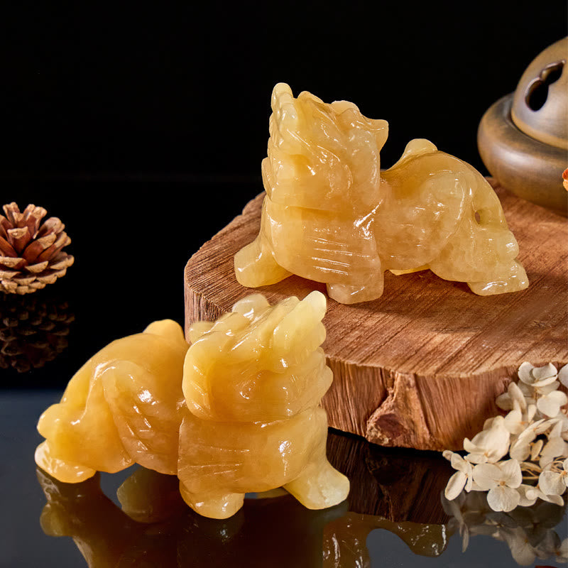 FuAttract Abundance & Harmony Feng Shui Pixiu Ornament – Yellow Jade Crystal Home Office Decor - 7.87in/20cm - image 0