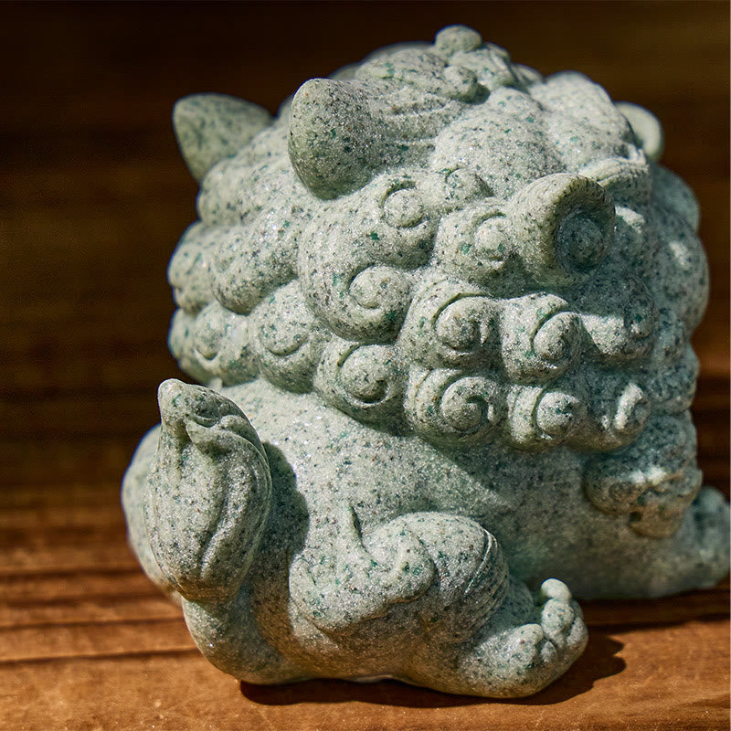 FuAttract Wealth & Prosperity Green Sandstone Pixiu Landscaping – Tea Pet & Feng Shui Decor - image 5