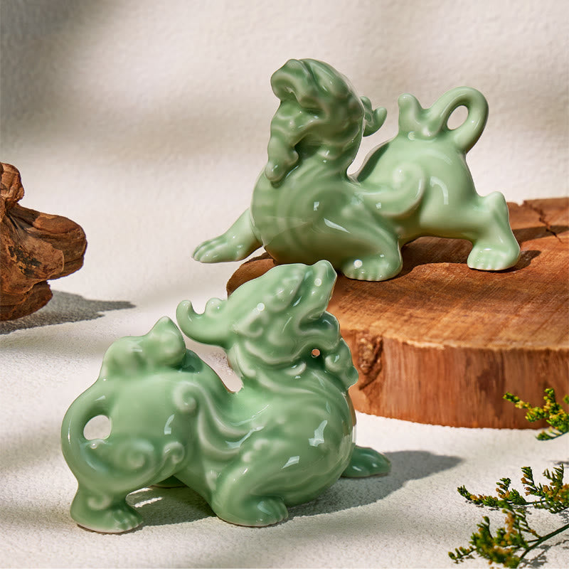 FuAttract Ceramic Pixiu Pair Figurines for Wealth Attraction & Business Success - image 1