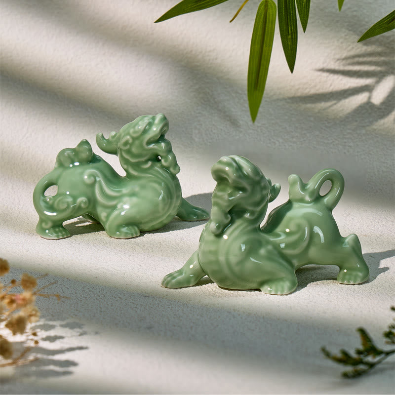 FuAttract Ceramic Pixiu Pair Figurines for Wealth Attraction & Business Success - image 3