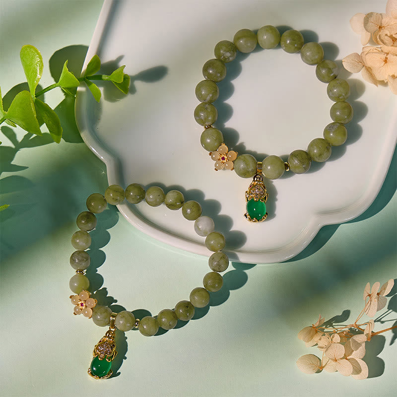FuAttract Prosperity Harmony Power - Southern Jade Pixiu Bracelet with Hetian Jade Plum Blossom Accents - image 4