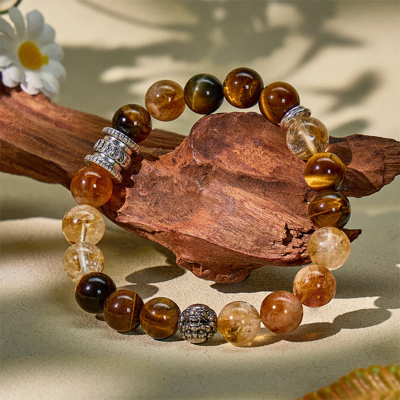 FuAttract Attract Prosperity – Tiger's Eye Citrine Pyramid Pixiu Bracelet - image 1