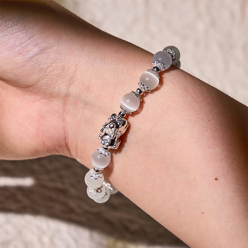 FuAttract Calm & Fortune Cat's Eye Stone Bracelet – Pixiu Silver Protection Charm - image 3
