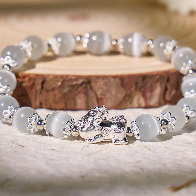 FuAttract Calm & Fortune Cat's Eye Stone Bracelet – Pixiu Silver Protection Charm - image 5