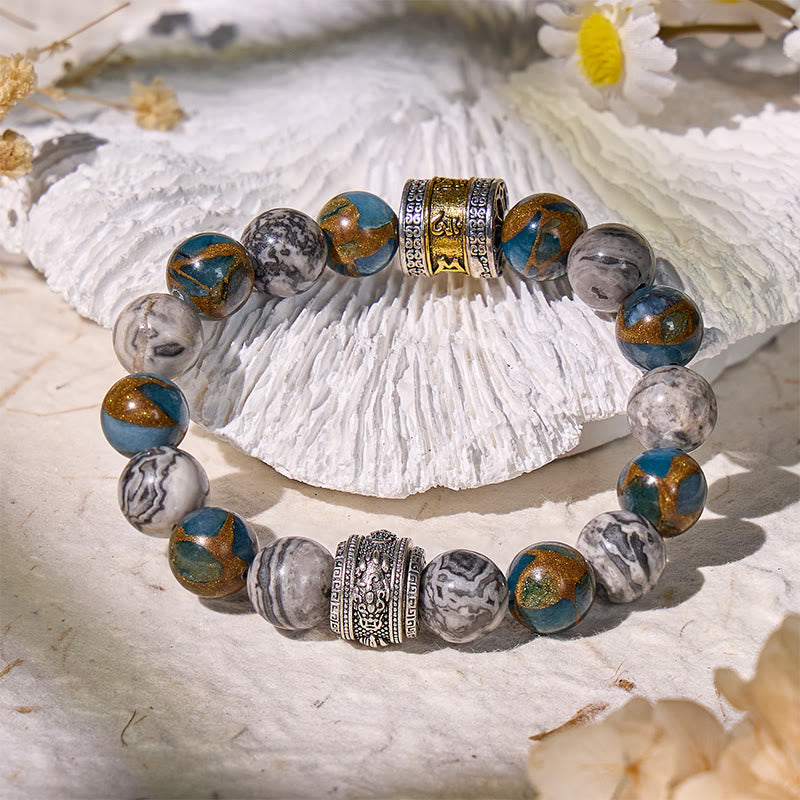 FuAttract Focus & Prosperity Cloisonne Map Stone Bracelet – Rotating Pixiu & Six Syllable Mantra - image 2