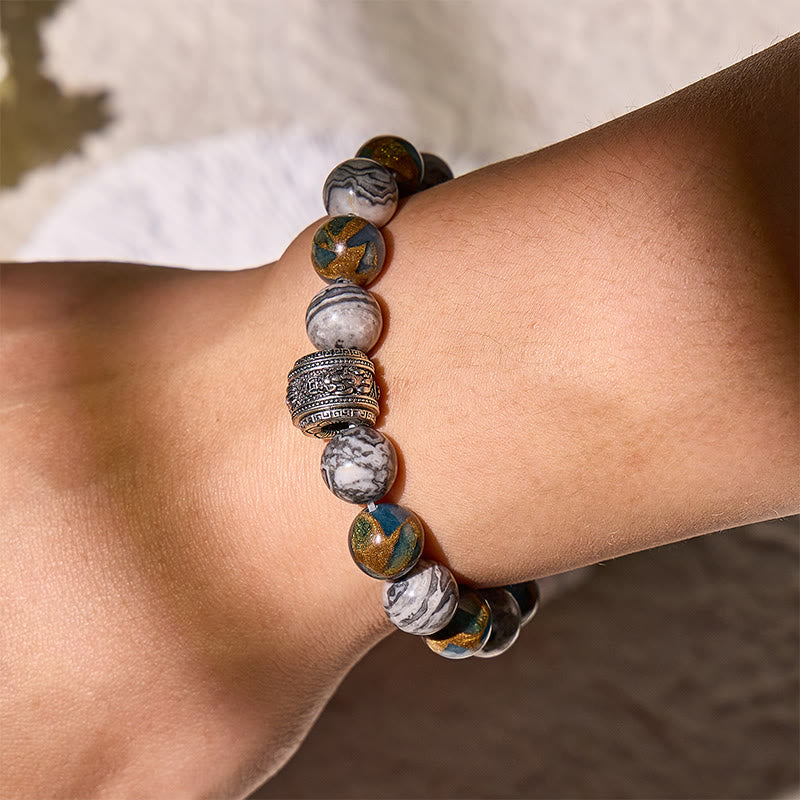 FuAttract Focus & Prosperity Cloisonne Map Stone Bracelet – Rotating Pixiu & Six Syllable Mantra - image 6