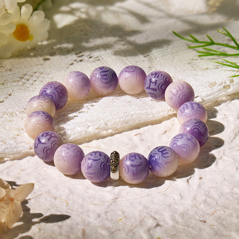 FuAttract Spiritual Protection Bodhi Seed Couple Bracelet with Pixiu & Six-Word Mantra - Purple - image 0