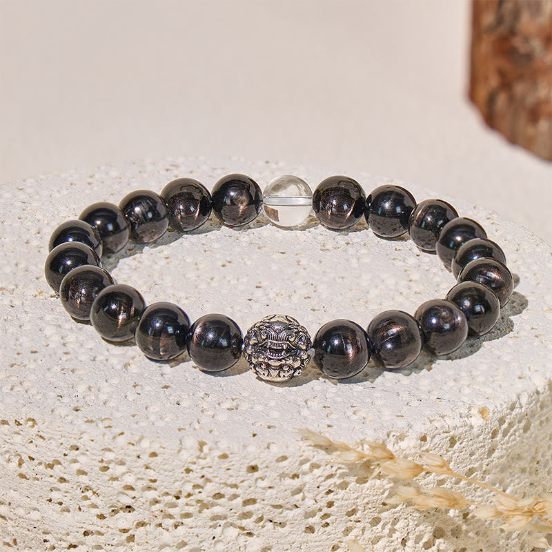 FuAttract Wealth & Luck Hypersthene Bracelet with Clear Quartz & Pixiu - image 3