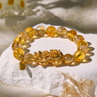 FuAttract Wealth & Prosperity Bracelet – Citrine + Yellow Azeztulite + Pixiu Lotus Charm - 10mm - image 0