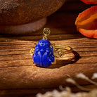 FuAttract Wisdom & Wealth Lapis Lazuli Pixiu Coin 925 Silver Ring - Gold - image 0