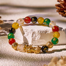FuAttract Luck and Prosperity Multi-Color Agate Pixiu Bracelet with Om Mani Padme Hum Beads - image 1