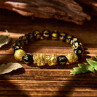 FuAttract Protection & Prosperity Duo – Black Onyx + Gold Obsidian Bracelet - Black Onyx - image 1