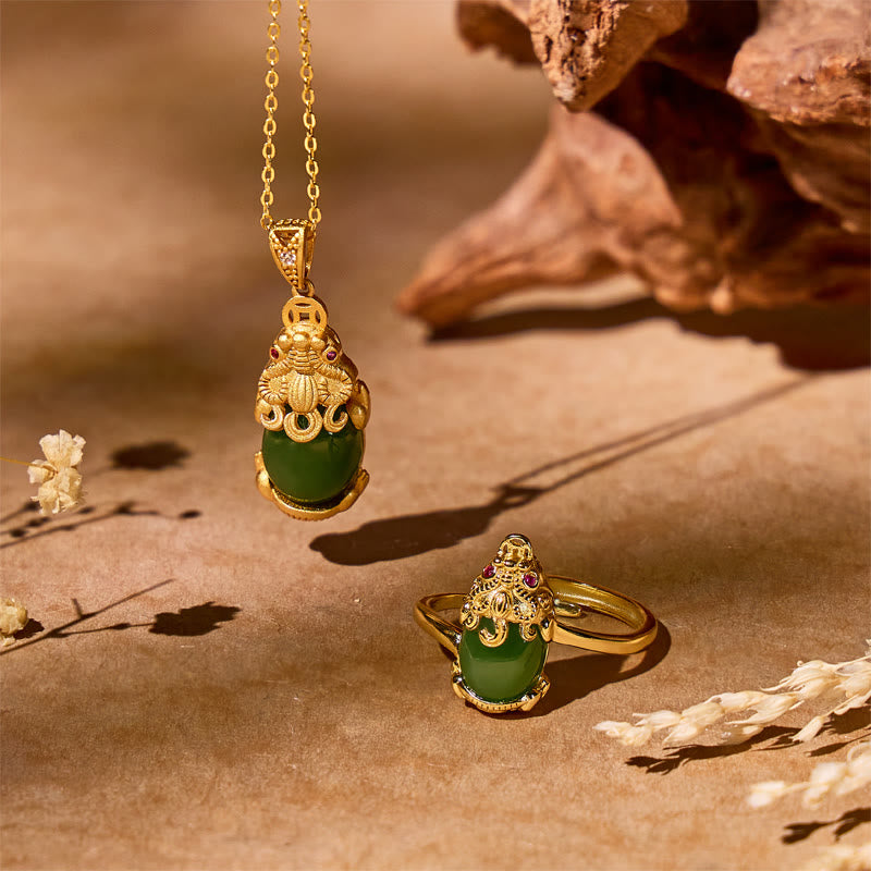 FuAttract Jade Pixiu Prosperity Protect Energy Necklace & Ring - image 0