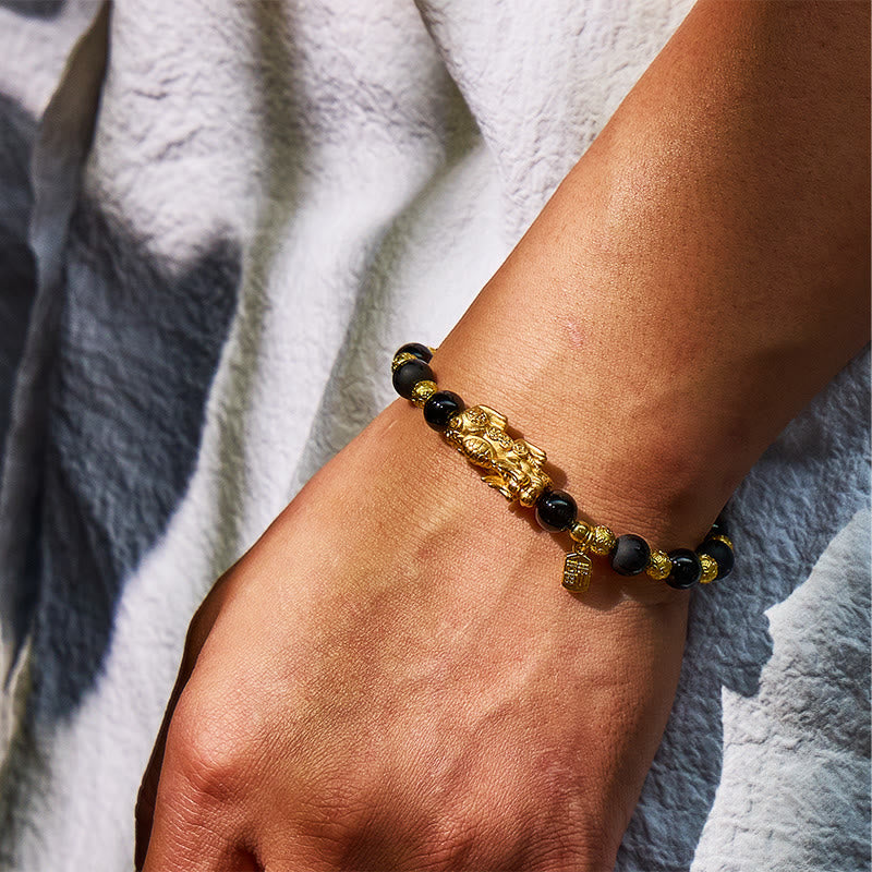 FuAttract Feng Shui Sterling Silver Pi Xiu Bracelet with Matte Black Onyx Fu Charm  - image 3