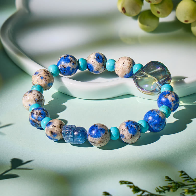 FuAttract Serenity & Success Bracelet – K2 Stone, Turquoise & Kyanite Pixiu Harmony - image 1