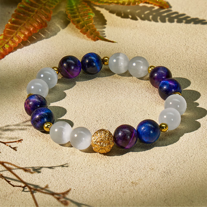 FuAttract Cosmic Protection & Prosperity Bracelet – Pixiu + Galaxy Tiger's Eye + Cat's Eye - image 1