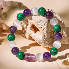 FuAttract Triple Healing Bracelet – Amethyst, Cat's Eye, Malachite with Pixiu for Prosperity - 10mm - image 0