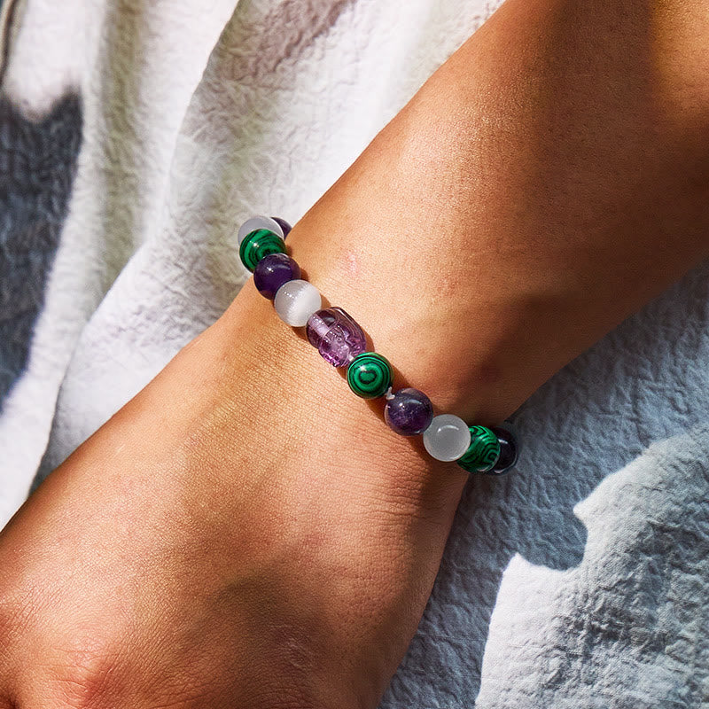 FuAttract Triple Healing Bracelet – Amethyst, Cat's Eye, Malachite with Pixiu for Prosperity - image 3