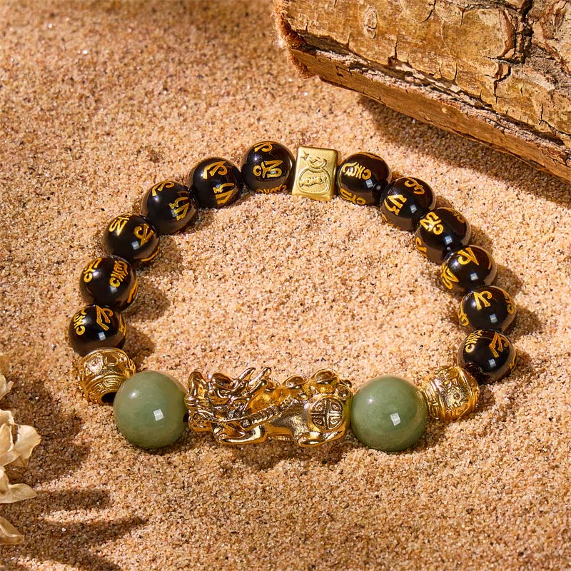 FuAttract Protection & Prosperity Bracelet – Black Onyx Lucky Coin Mantra Beads & Jade - image 9